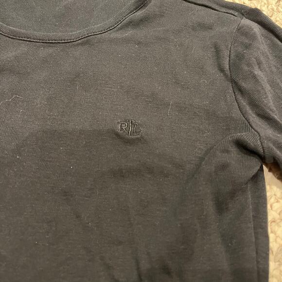 Lauren Ralph Lauren Long Sleeve Tee Black Sz XXS Embroidered Logo Preppy - Picture 3 of 7